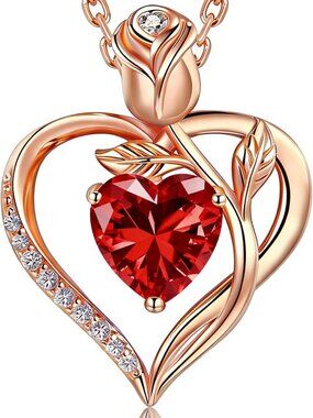 Heart-Shaped Birthstone Necklace in Silver for Women - Perfect Gift & Jewelry
